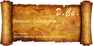 Dencsi Csinszka névjegykártya